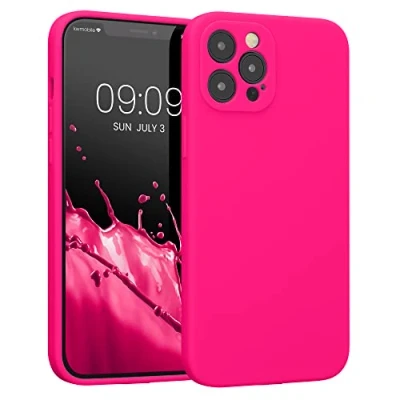 Afbeelding van kwmobile telefoonhoesje geschikt voor Apple iPhone 12 Pro Max TPU backcover met siliconen coating Smartphone case in neon roze
