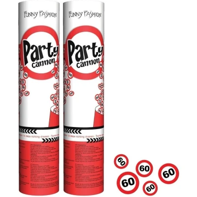 Afbeelding van 2x stuks party poppers Confetti kanon 60 jaar