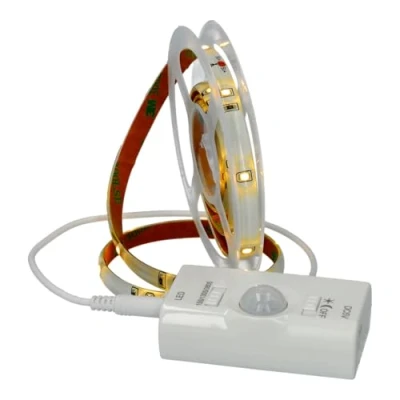 Afbeelding van JANDEI LED stripverlichting 5V van 1 meter met Bewegingssensor, Oplaadbaar via USB, Flexibel en Zelfklevend. Ideale Nachtverlichting voor Kasten, Laden, Meubels, Keuken, Trappen (Warm Licht)