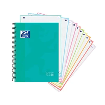 Afbeelding van Oxford, A4 notitieboek, 5 x 5, hardcover, 10 kleurbanden, 150 vellen, microgeperforeerd, Ice Mint
