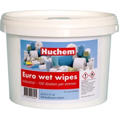 Afbeelding van WetWipe Wet Wipes 1 emmer 150 st. Industrial Handcleaner Handreinigingsdoekjes Euro Wipe Handzeep