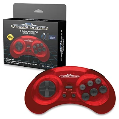 Afbeelding van Retro Bit SEGA Mega Drive 8 Button 2.4G Wireless Controller (Crimson Red)