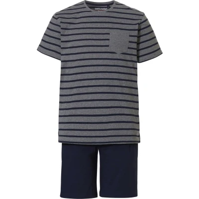 Afbeelding van Pastunette for men shortama met strepen donkergrijs/zwart