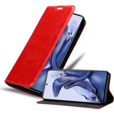 Afbeelding van Cadorabo Hoesje geschikt voor Xiaomi 11T / PRO in APPEL ROOD Beschermhoes Case magnetische sluiting Cover