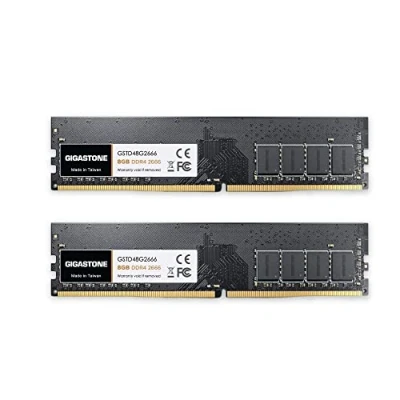 Afbeelding van Gigastone 16 GB (8GB x 2) UDIMM DDR4 2666 MHz geupgrade Ram geheugen interne opslag PC4 21300 CL19 1.2V, 288 Pin ongebuffered, ECC geschikt voor PC Computer (Desktop Only)