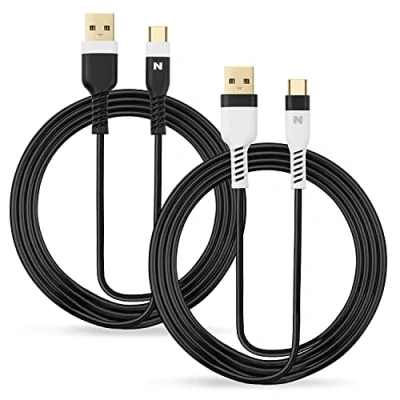 Afbeelding van NiTHO Type C Oplaadkabel, [2 Stuks, 4m] USB Snellaadkabel voor PS5 Controller, Xbox Series X/S en Apparaten met interface, kabel Tablet, Laptop, Telefoon Wit Zwart