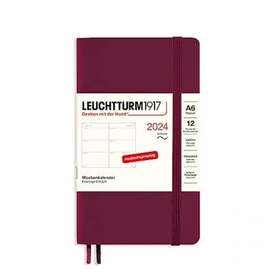 Afbeelding van LEUCHTTURM1917 367673 weekkalender Pocket (A6) 2024, softcover, rood (Poort rood, Duits, 12 maanden