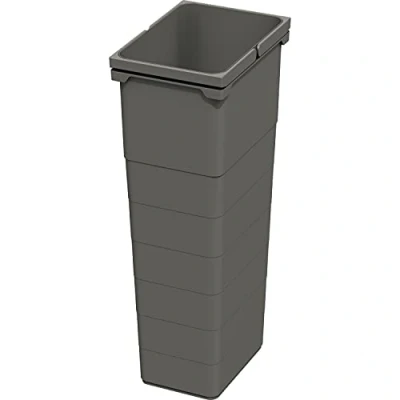 Afbeelding van NINKA 5075.90 42514 Afvalcontainer 32 liter met beugelgrepen, vuilnisbak voor afvalverzamelaar, kunststof donkergrijs, zilver