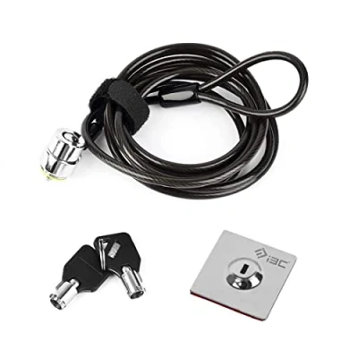 Afbeelding van I3C Diefstalbestendige beveiligingskabel voor pc, notebook, smartphone, laptop en tablet. Gemaakt van staal met zwart slot, bescherm uw apparaten deze solide hardwarebescherming