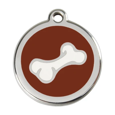 Afbeelding van Comic Bone Brown roestvrijstalen hondenpenning large/groot dia. 3,8 cm RedDingo