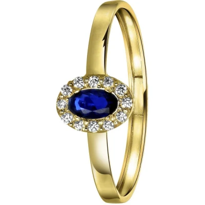 Afbeelding van Lucardi Dames Ring ovaal met zirkonia Cadeau voor vrouwen 14 Karaat Goud Geelgoud