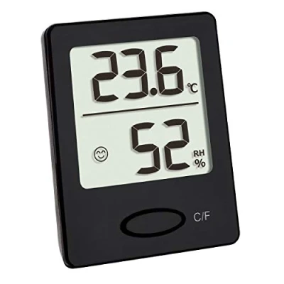 Afbeelding van TFA Dostmann digitale thermo hygrometer, 30.5041.01, voor de controle van binnentemperatuur en luchtvochtigheid, behaaglijkheidsgraad, om op te hangen of neer zetten, zwart, (L)46x(B)18x(H)59 mm