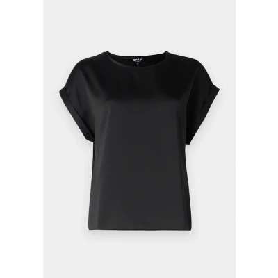 Afbeelding van ONLY Dames Onllieke S/S Satin Mix Top WVN Noos blouse met korte mouwen, zwart, XXS