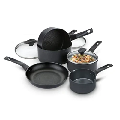 Afbeelding van Prestige 9 x hardere potten en pannen set van 5 anti aanbaklaag inductie kookplaat pan met krasbestendige stick, koel blijven gemakkelijk grip handgrepen, oven vaatwasser bestendig