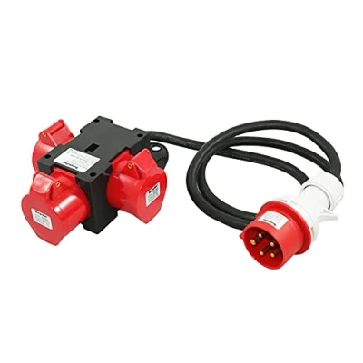 Afbeelding van 91445 CEE adapter 16 A 400 V 3 x stroomverdeler op een bouwplaats