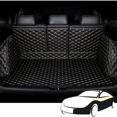 Afbeelding van Kofferbakmatten Kofferbakmatbeschermer voor Audi SQ8 2019 2020 Volledige Dekking Lederen Kofferbakmat Tapijten Maatwerk Styling Accessoires,BlackBeige