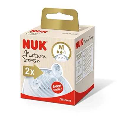 Afbeelding van NUK Nature Sense drinkzuiger, silicone, BPA vrij, transparant, maat M, 2 stuks, transparant