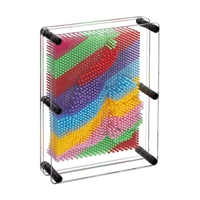 Afbeelding van Relaxdays pin art 3D spijkerspel afdrukken 15 x 20 cm pinpression kleurrijk