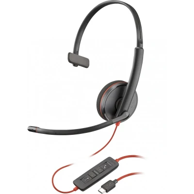 Afbeelding van Poly Blackwire 3210 (Bedraad, USB C), Kantoorheadset, Zwart