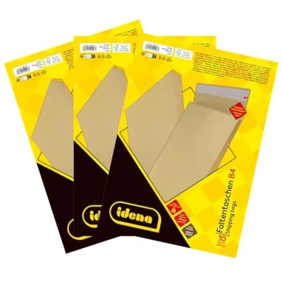 Afbeelding van Idena 11093 3 enveloppen DIN B4, 30 stuks zelfklevend, gevouwen met 4 cm bodemvouw, zonder venster, gemaakt van 140 g/m² FSC gerecycled papier in bruin