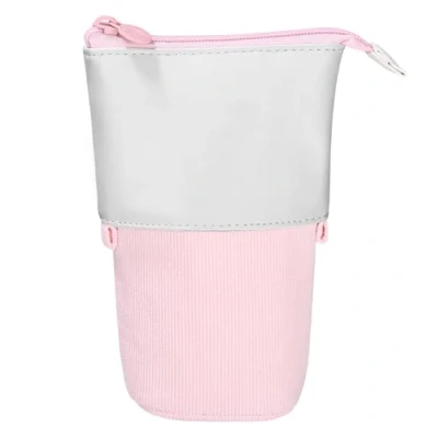 Afbeelding van Xespis pennenetui met ritssluiting, telescopisch etui, corduroy roze,