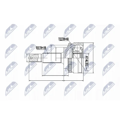 Afbeelding van Homokineet reparatie set, aandrijfas NTY NPZ TY 088
