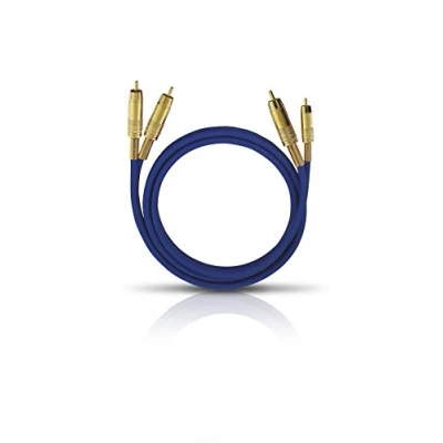 Afbeelding van Oehlbach NF 1 Master 100 Uitstekende analoge stereo audio cinch kabel 2x cinch/2x tulpstekker, volledig metalen stekker, afscherming m blauw