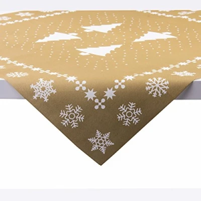 Afbeelding van Sovie Home Tafelkleed White Tree in goud van Linclass® Airlaid, kersttafelkleed, stofachtig, ideaal voor advent, winterfeesten en Kerstmis, 80 x cm, 1 stuk
