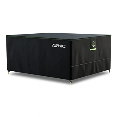 Afbeelding van Awnic afdekking voor tuinmeubelen, waterdicht, met haken, winterbestendig, 420D Oxford, de AlicanTex weerbestendige technologie, winddicht, anti UV, tuintafel, afdekzeil, rechthoekig, zwart (250 x 210 71cm)