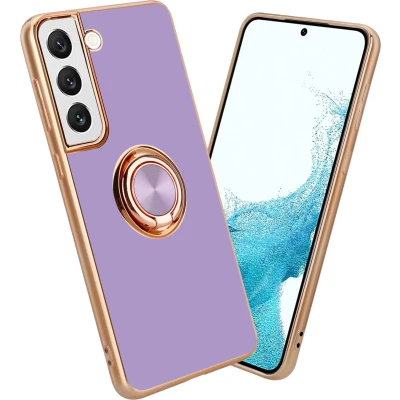 Afbeelding van Cadorabo Hoesje geschikt voor Samsung Galaxy S21 PLUS in Glossy Licht Paars Goud Beschermhoes Camerabescherming