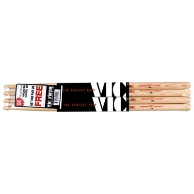 Afbeelding van Vic Firth American Classic® Series Drumsticks 2B Hickory Wood Tip 4 x Pair Value Pack