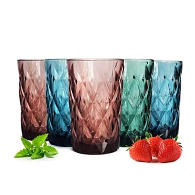 Afbeelding van Sendez 6 kleurrijke drinkglazen 350 ml waterglazen sapglazen longdrinkglazen cocktailglazen