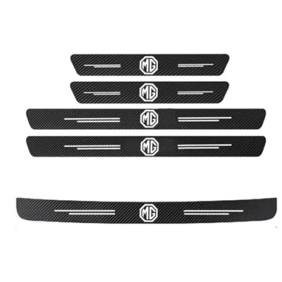 Afbeelding van 5 Stuks Auto Instaplijsten Protector, voor MG ZS EV 2019 2022 2023 Koolstofvezel Stickers Dorpel Welkom Pedaal Styling Accessoires