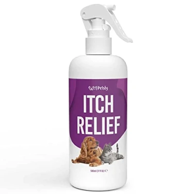 Afbeelding van Petsly Anti jeuk honden en Kattenverzorgingsspray voor de jeukende huid van je huisdier voedende aloë vera als remedie tegen bij katten, verlicht honden, katten + spray [500ml]