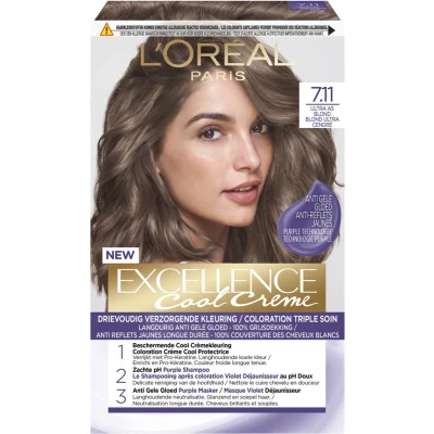 Afbeelding van 6x L&#039;Oréal Excellence Cool Crème Permanente Crèmekleuring 7.11 Ultra As Middenblond