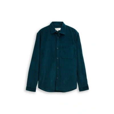 Afbeelding van TOM Tailor Denim CORD MIT Brusttasche Overhemd, Heren, Maat: Large, Deep pond green