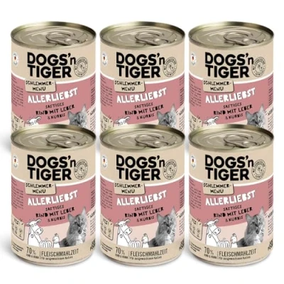 Afbeelding van Dogs&#039;n Tiger Smmermenu Allerliefde, natvoer voor katten met rundvlees en pompoen zonder granen, toegevoegde suiker, kunstmatige conserveringsmiddelen, optimale verdraagbaarheid, 400 g (verpakking