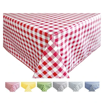 Afbeelding van Home Direct Wasdoek tafelkleed afwasbaar vierkant 140 x 180 cm geruit rood