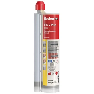 Afbeelding van fischer krachtige injectiemortel FIS V Plus 360, universele en weerbestendig chemisch anker voor binnen buiten, cement mortel geschikt zware lasten &amp; alle relevante bouwmaterialen, 360 ml