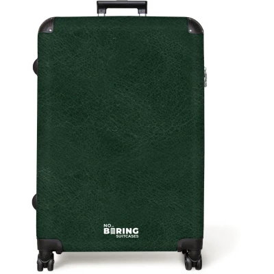 Afbeelding van NoBoringSuitcases.com® Koffer groot Reiskoffer lichtgewicht Lederen look mos groen Rolkoffer met 4 wielen Grote trolley XL 98 liter bagage