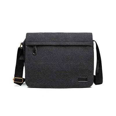 Afbeelding van KONO Messenger Bag Canvas Laptopschoudertas voor 13 inch waterdichte schooltas, cadeaus mannen en vrouwen, zwart, 13.4&#039;&#039;*3.5&#039;&#039;*11.8&#039;&#039;(L*W*H), Schooltas