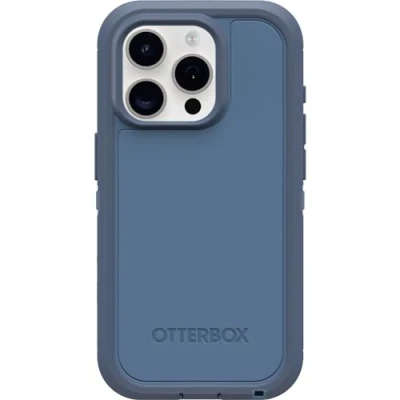 Afbeelding van OtterBox iPhone 15 Pro (alleen) Defender Series XT Case BABY BLUE JEANS (blauw), schermloos, robuust, klikt op MagSafe, sleutelkoord bevestiging