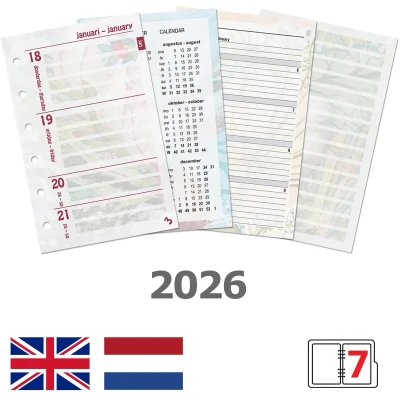 Afbeelding van Kalpa 6238 24 Pocket 6 Ring Diary Inleg 1 Week per 2 Paginas NL EN 2024
