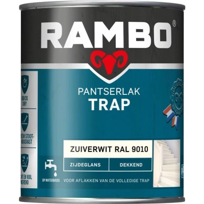 Afbeelding van Rambo Pantserlak Trap Dekkend Zijdeglans RAL 9010 1,25 liter
