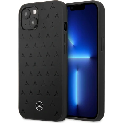 Afbeelding van Mercedes Benz Stars Leather Back Case Geschikt voor Apple iPhone 13 Mini (5.4&quot;) Zwart