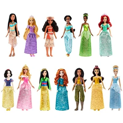 Afbeelding van Mattel Disney Prinses speelgoed, 13 Prinsessenpoppen met Glinsterende Kleding en Accessoires, Geïnspireerd op Films, Cadeaus voor Kinderen. HPG74