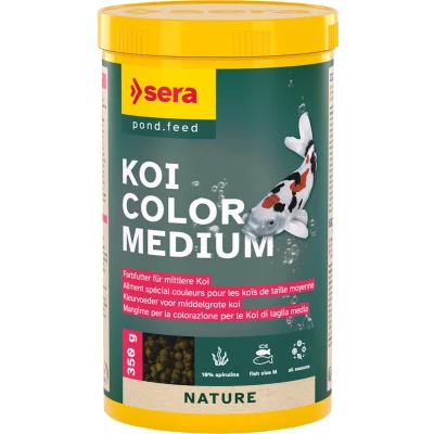 Afbeelding van sera Koi Color medium (4 mm) een coivoering of kleurvoering voor lange, gezonde koileven van 12 25 cm met prebiotica verbeterde voederrecycling, lagere waterbelasting &amp; minder algen, 1000 ml