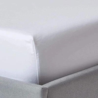 Afbeelding van HOMESCAPES Hoeslaken 160 x 200cm 100% puur Egyptisch katoen 1000 thread count luxe perkal lakens van hotelkwaliteit wit