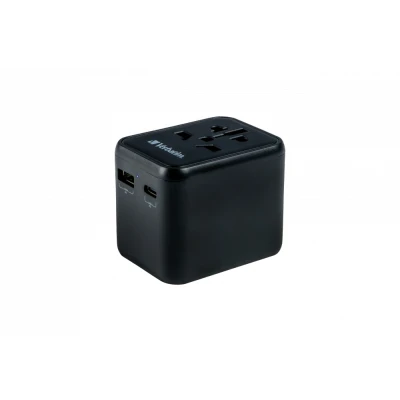 Afbeelding van Verbatim oplaadadapter, Universal Travel, UTA 02, zwart 100 250V, 1x USB Type A QC, C PD, Retail