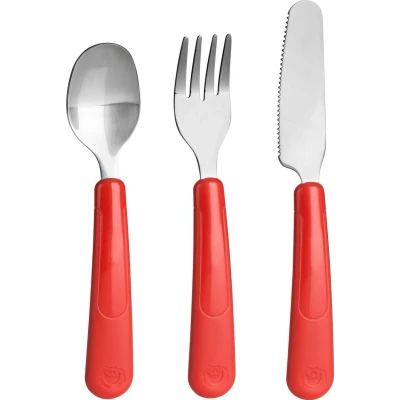 Afbeelding van Trudeau bestekset Leon junior 12 cm PP/RVS rood 3 delig